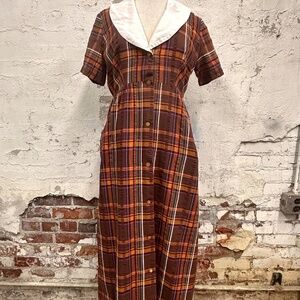 Vintage Prairie Plaid House Dress by Leisure Lady